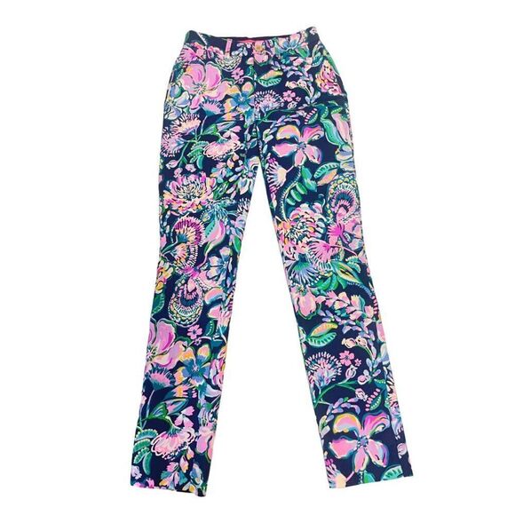 Lilly Pulitzer Pants Kelly High Tide Navy She’s Got Sol Floral size 00 - Picture 5 of 8